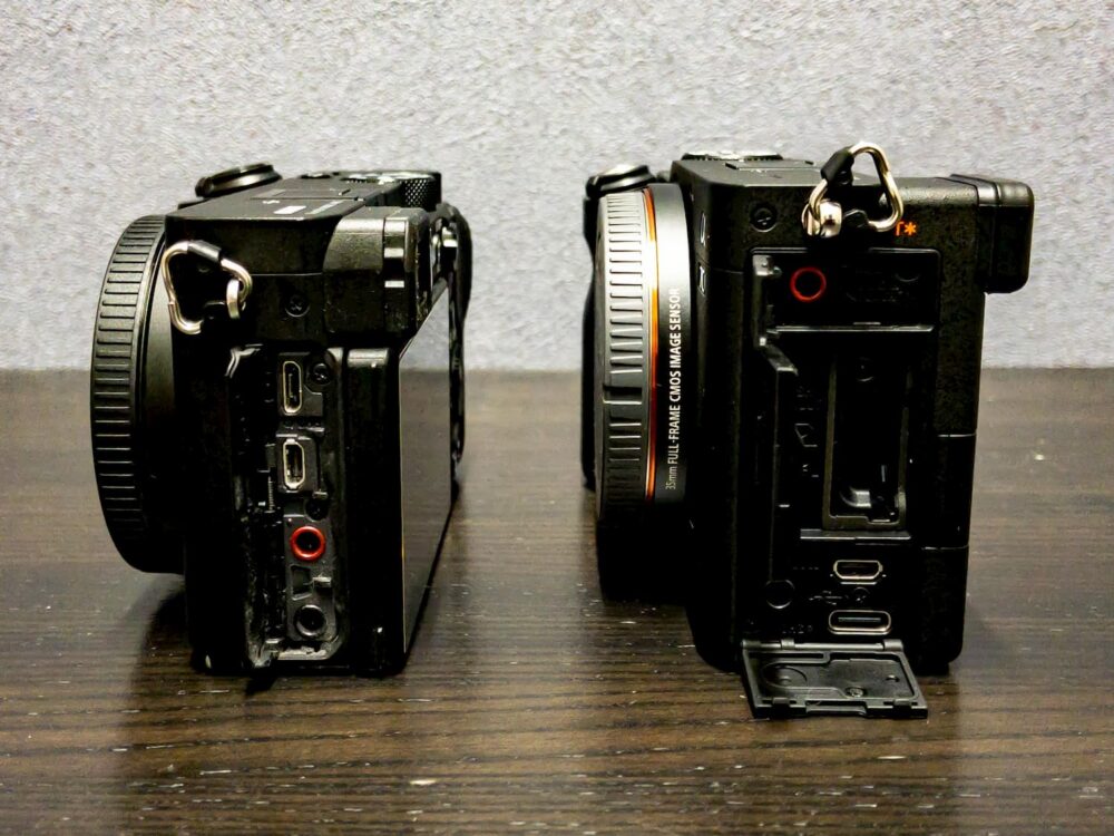 α7c(左)とα6600(右)側面